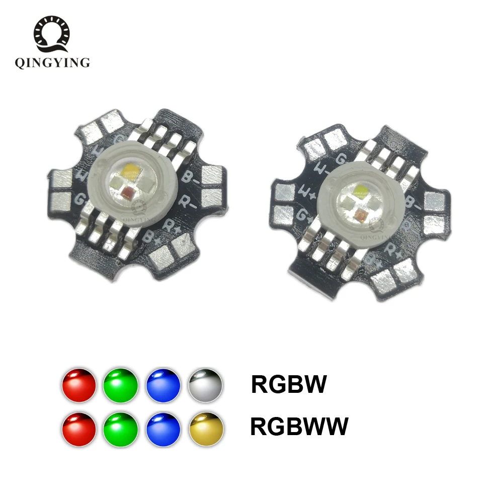 

1 шт. 12 Вт RGBW RGBWW высокомощный светодиодный чип RGB + теплый белый или RGB + белый с 20 мм черной печатной платой