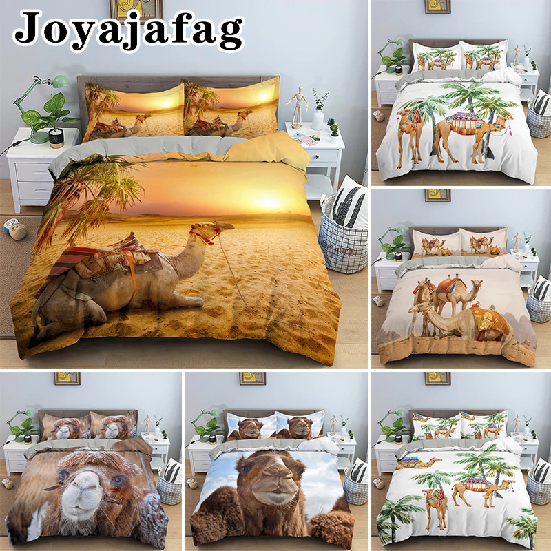 Set di biancheria da letto stampato cammello del deserto Set di copripiumini per animali copripiumini singoli con letto matrimoniale King Queen lenzuola di lusso