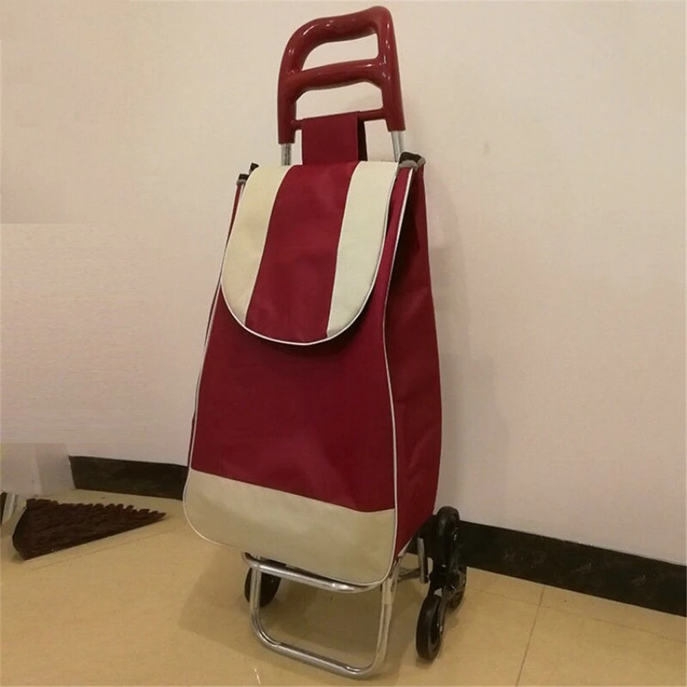 

B-LIFE Shopping Cart with Wheels Stair Climber Carts 2 in1 Grocery Foldable with Large Removeable Bag Adjustable Handle
