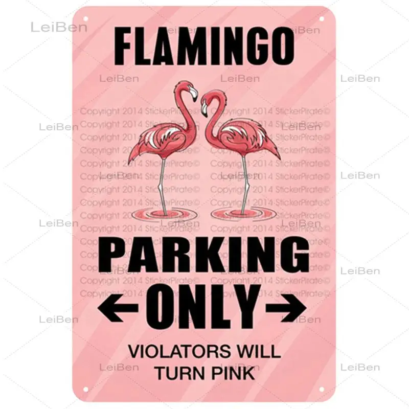 Металлический жестяной знак в виде животного фламинго старомодное потертое