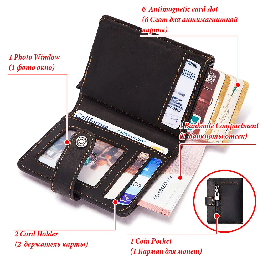 Short Rfid Men Thin Wallets Bank Credential Card Holder Slim Male Walet Zipper Hasp Purse Genuine Leather Passport Travel Bags | Багаж и