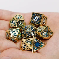 dungeon dragon dnd dice sets dd d and d rpg mtg polyhedral 20 sided blue gear metal dice set 7pcs d20 d12 d10 d8 d6 d4