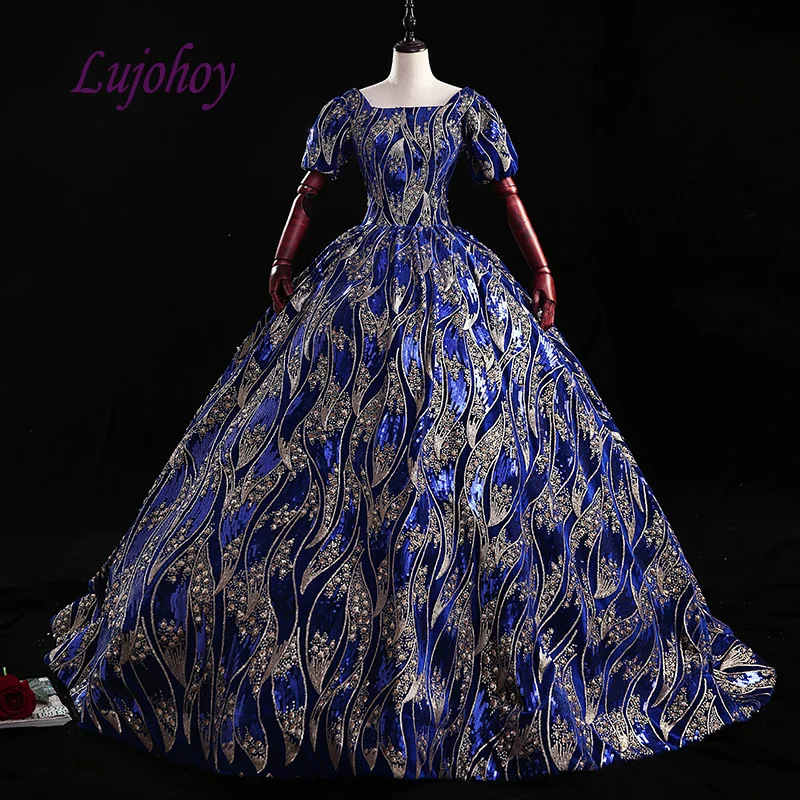 

Royal Blue Quinceanera Dresses Ball Gown Plus Size Mexican 15 year old Sixteen Princess Masquerade Long Sweet 16 Prom Dress