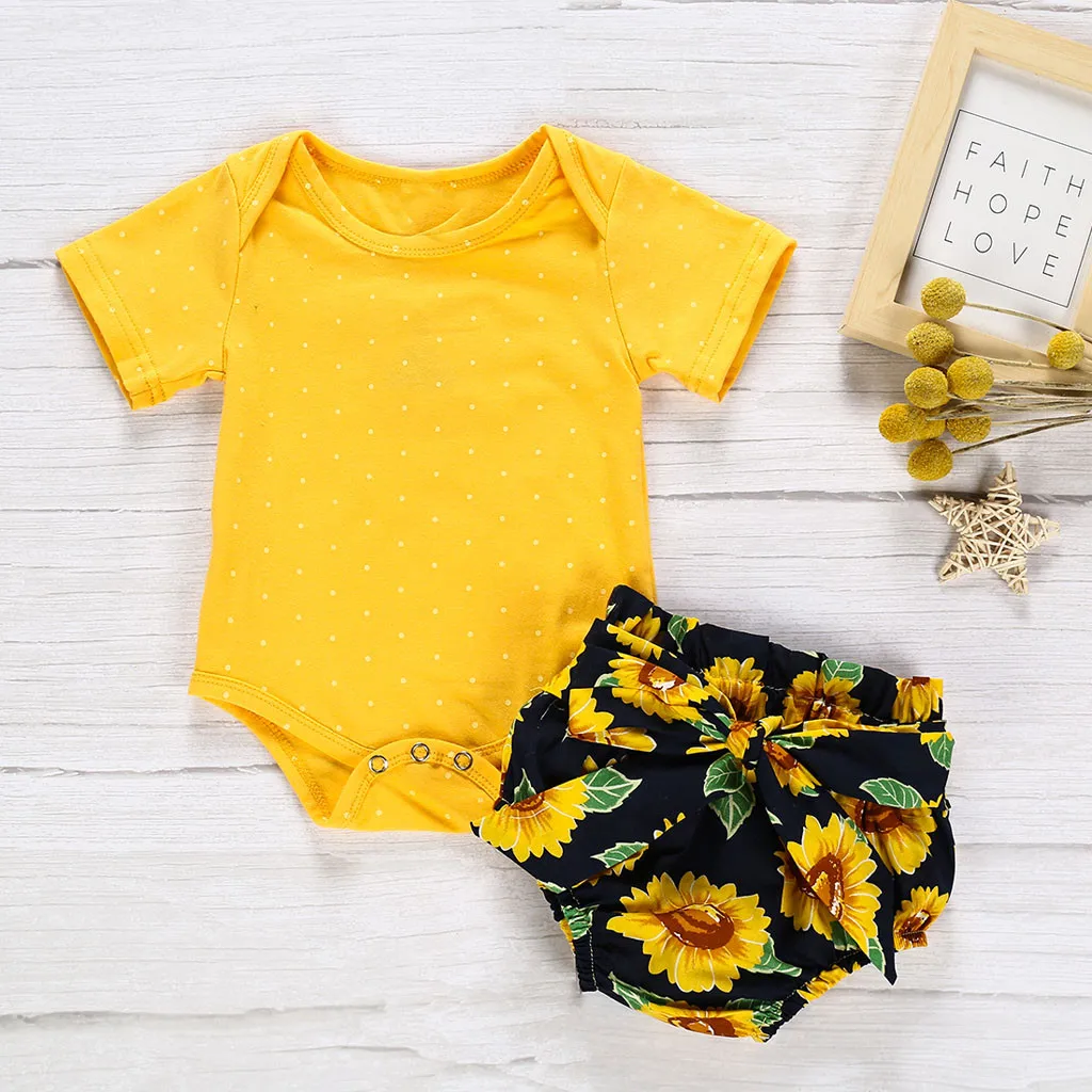 Одежда для маленьких детей девочек Комбинезон в горошек с короткими рукавами +