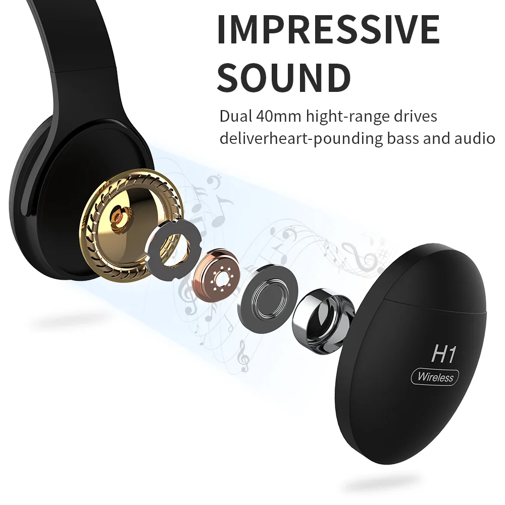 Беспроводные наушники AWI H1 Pro Heavy Bass Bluetooth с шумоподавлением HiFi стерео мягкие