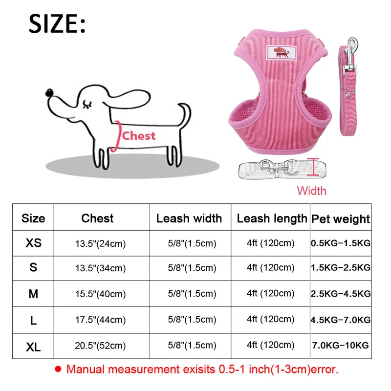 Dog Cat Harness Pet Adjustable Reflective Vest Walking Lead Leash For Chihuahua Puppy Mesh for Small Medium Bulldog | Дом и сад