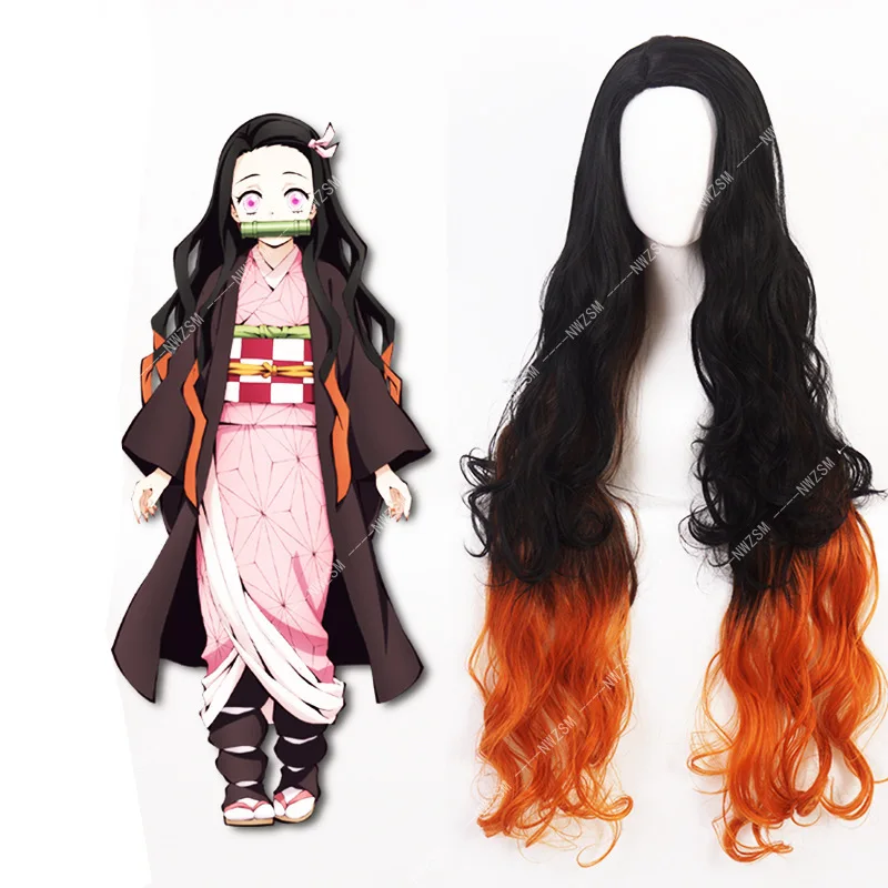 

Парик Kamado Nezuko, рассекающий демонов: Kimetsu no Yaiba Nezuko, косплей, 95 см, градиент, аксессуары для длинных волос, термостойкий синтетический парик
