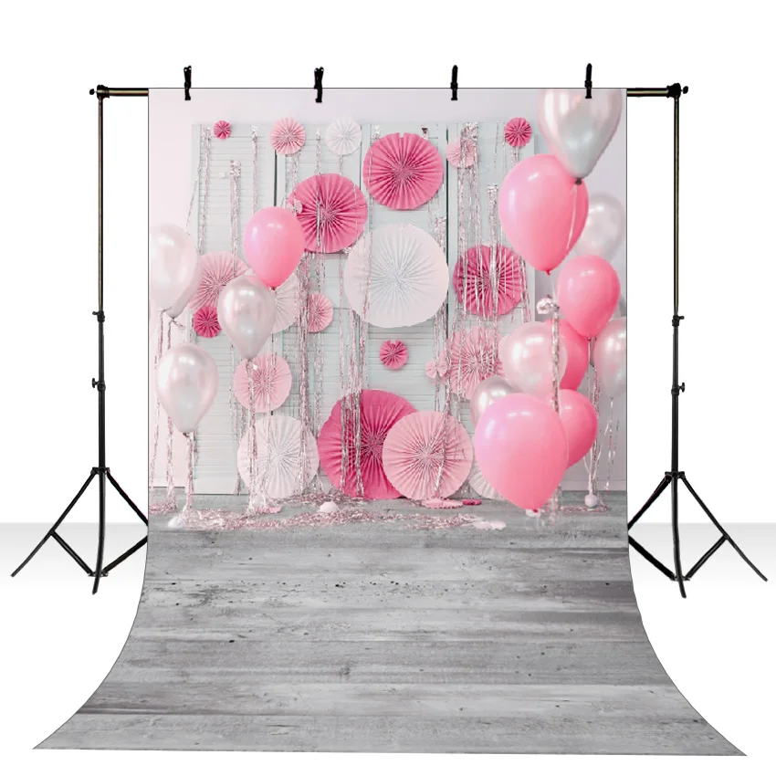 

Newborn Birthday Pink Balloons Photography Backdrop Baby Photographic Background Photo Studio Backdrop Photo Props