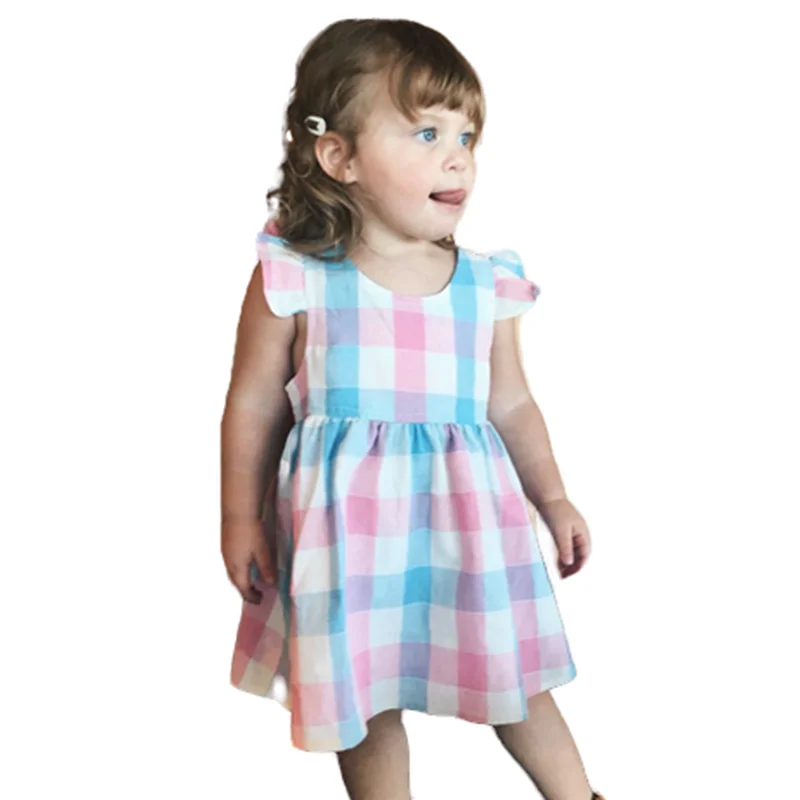 

2021 New Summer Girls' Dress Korean Strap Plaid Casual Sleeveless Party Princess Dress Cute Children's Baby Kids Girls Clothing