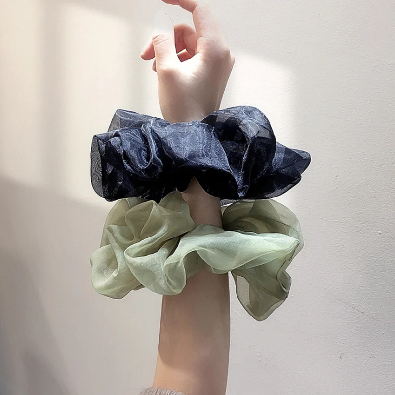 

Organza Hairbands for Girls Elastic Ponytail Hairband Big Hair Ties Solid Color Hair Rings Elegant Hair Accessories Hair Ropes