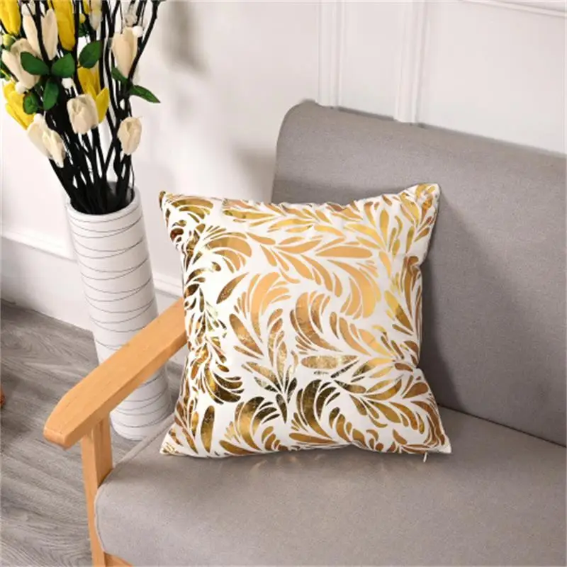 

Decorative Cushion Covers Luxury Bronzing Pillowcase Geometric Living Room Sofa Throw Pillow Cover Office European Pillow Shams