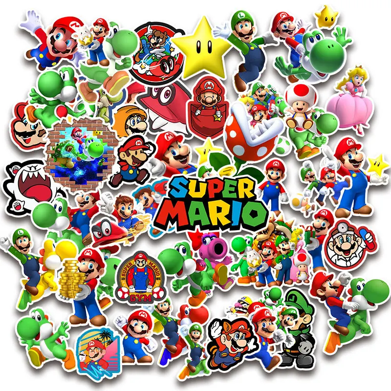50 шт./упак. Аниме игры Super Mario футболка с декором в виде Водонепроницаемый чемодан ноутбук DIY гитара игрушка для скейтборда детские наклейки