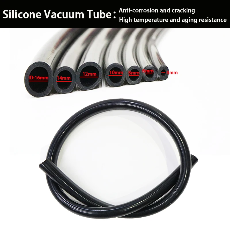 Universal Car 1Meter Length ID 16mm Silicone Tube 1m Silicone Vacuum Hose 14mm 12mm 10mm 8mm 6mm 4mm Silicone Coolant Hose Black