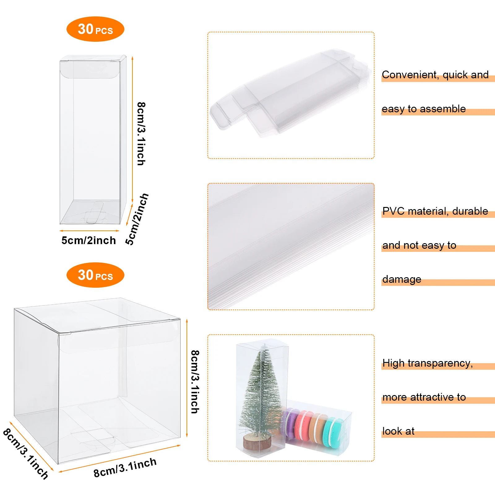 

30 шт. прозрачные подарочные коробки, толстые пластиковые подарочные коробки, прозрачные прямоугольные конфеты