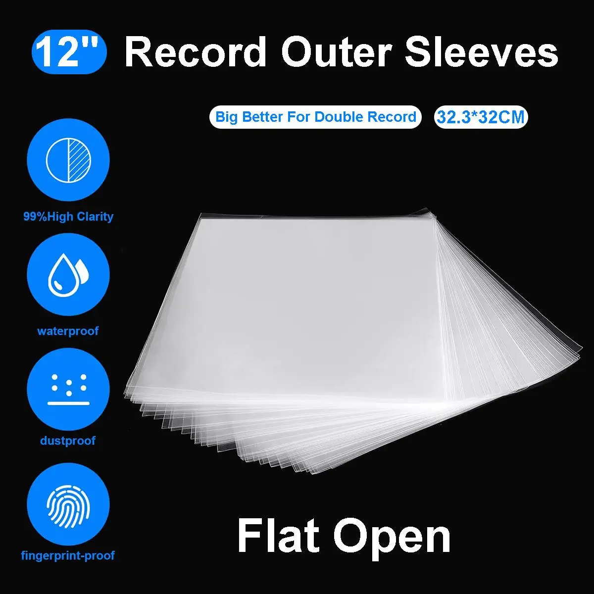 

50PCS OPP Gel Recording Protective Sleeve for Turntable Player LP Vinyl Record Self Adhesive Records Bag 12" 32.3cm*32cm
