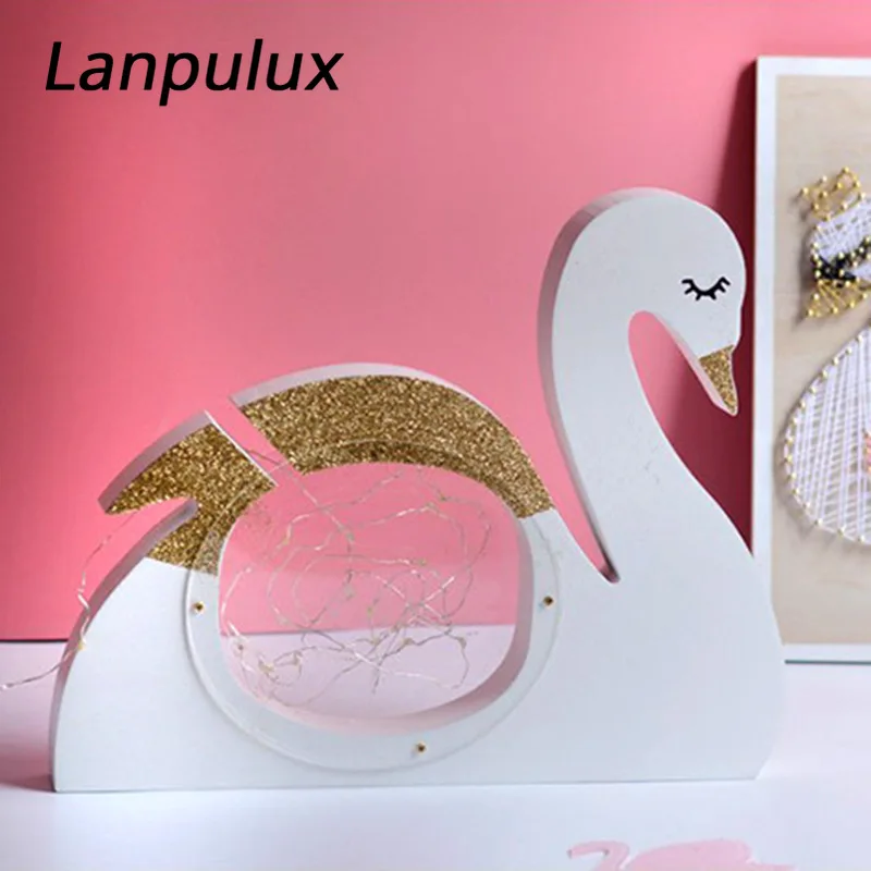 Lanpulux животное деревянное ночное освещение Радужный Лебедь кактус домашнее
