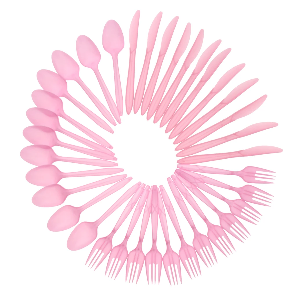 

36/комплект с надписью «розовый», одноразовые Пластик прочные ложки ножи вилка набор столовых приборов