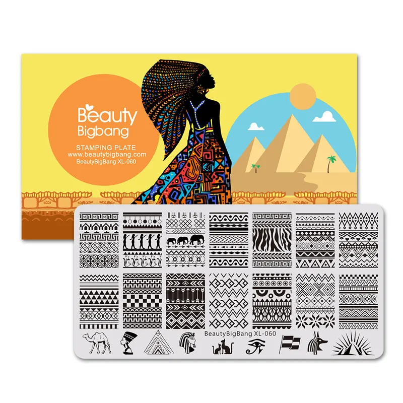 

Nails BeautyBigBang Stamping Plate Set Geometric Egypt Cartoon Abstract Lines Nail Stamping Plates Template Nail Art XL-060