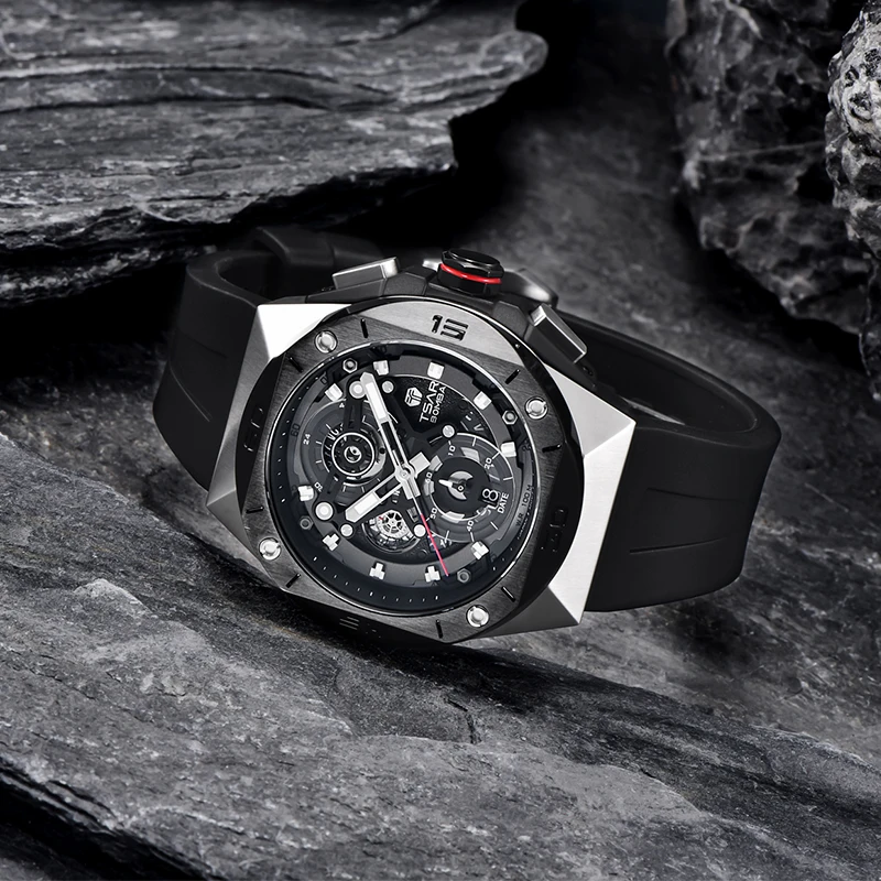 

Часы наручные TSAR BOMBA Мужские кварцевые, модные светящиеся, с сапфировым стеклом, Водонепроницаемость 100 м