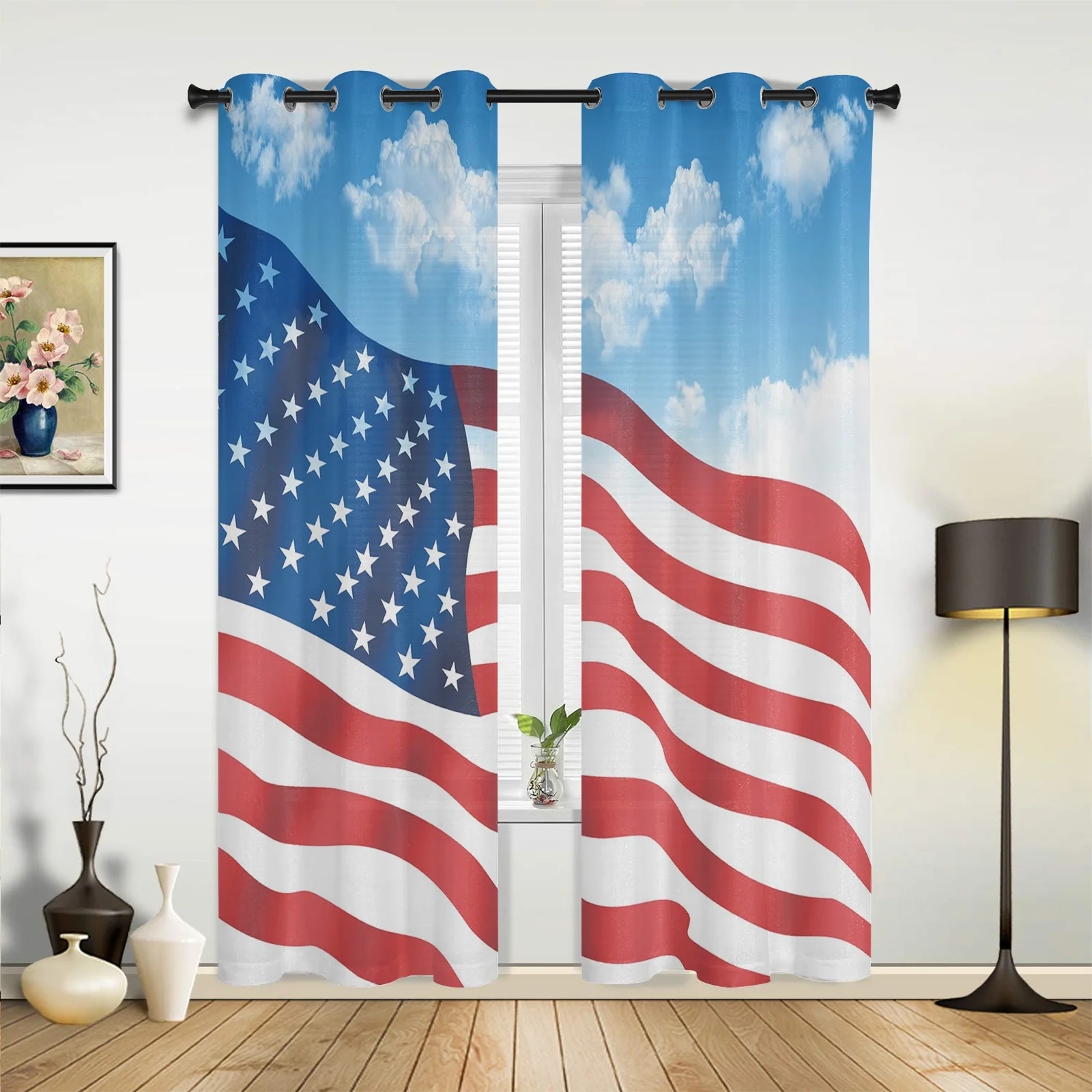 Занавеска Патио "Американский флаг" для улицы, сада, спальни, гостиной, кухни и ванной комнаты.