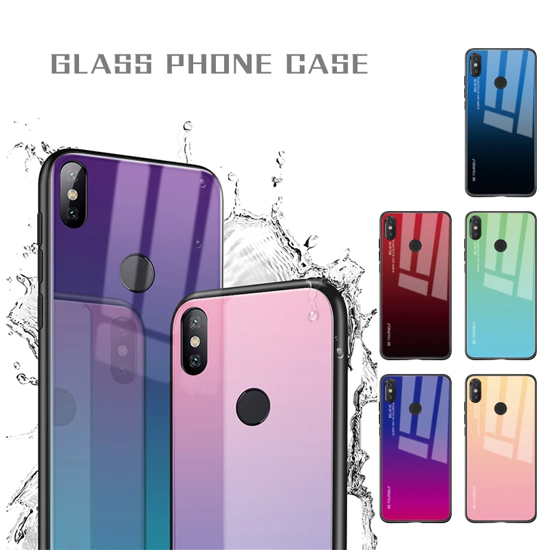 Градиентный чехол из закаленного стекла для Xiaomi Pocophone F1 Mi Mix3 Mi8 A2 Lite 6X A1 5X телефона