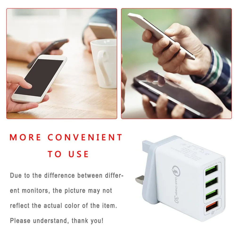 

QC3.0 Power Adapter 3C Accessories 4USB Multi-port Smart Fast Mobile Phone Charger Wireless Charging Plug
