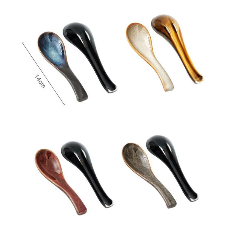 

Kinglang NEW Spoon 2pcs Creative Ceramic Soup Spoon Rice Spoon Japanese Tableware