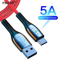 5a fast charging led data cord supercharge usb type c cable for huawei mate p40 p30 mobile phone charger quick charge usb cable