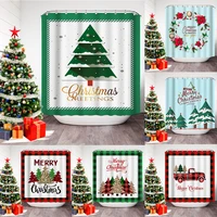 christmas tree waterproof shower curtain set with 12 hooks bathroom curtains polyester fabric bath mildew proof home decor