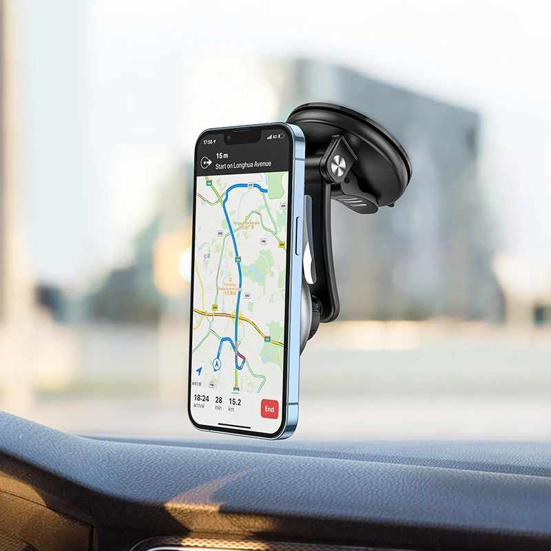 Автомобильный магнитный держатель HOCO для телефона на лобовое стекло с поворотом