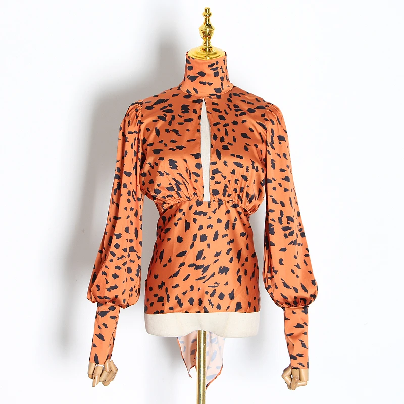 Женская блузка с высоким воротником TWOTWINSTYLE откровенная длинным рукавом и