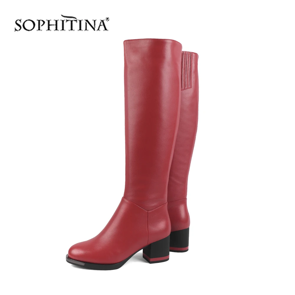 SOPHITINA/Зимние женские сапоги. Модные дизайнерские сапожки высокого качества из