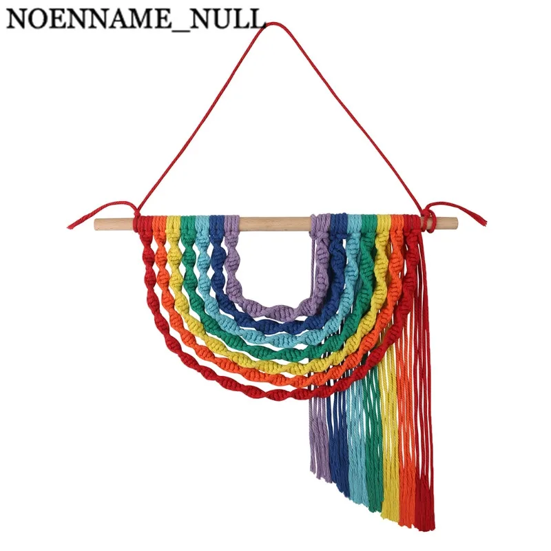 Colorful Rainbow Macrame Wall Hanging Decor Woven Art Tapestry Boho Chic Home Decoration for Apartment Bedroom Nursery macrame wall hanging boho decor macrame tapestry woven room decoration apartment bedroom living room baby nursery gift
