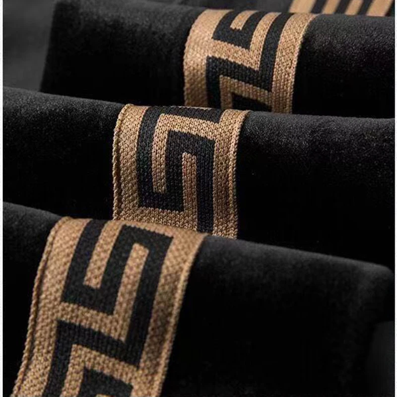 

New gold silk double-faced velvet casual sports suit men's loose large size fashion embroidered webbing two-piece suit