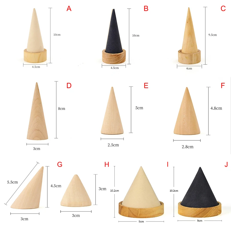 

1Pcs Natural Wood Finger Cone Ring Holder Jewelry Display Stand Organizer Storage Rack