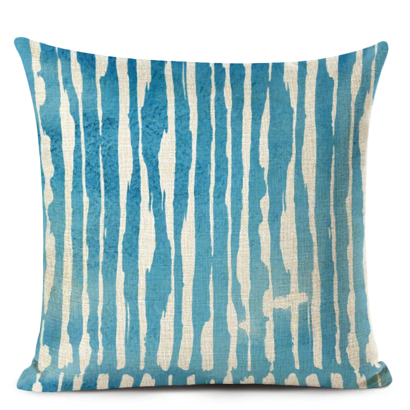 Nordic Geometric Cushion Cover Blue Plaid Linen Home Cushions Square Sofa Seat Luxury Throw Pillows Custom | Дом и сад