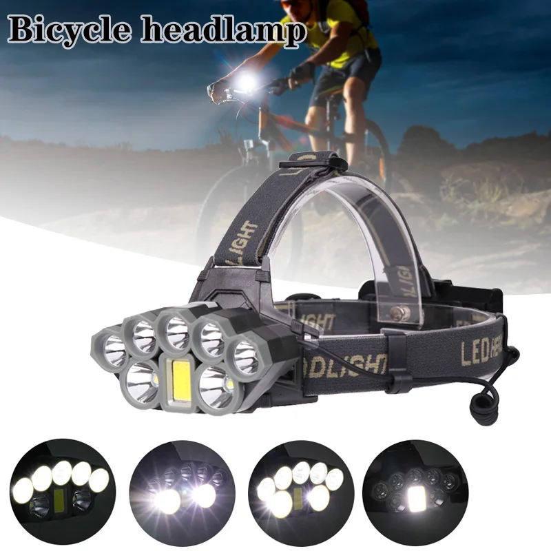 

Newly 8 LED Headlamp with Zoomable Light 6 Mode Lighting Head Wearing Flashlight USB Rechargeable Adjustable Angle for Outdoor