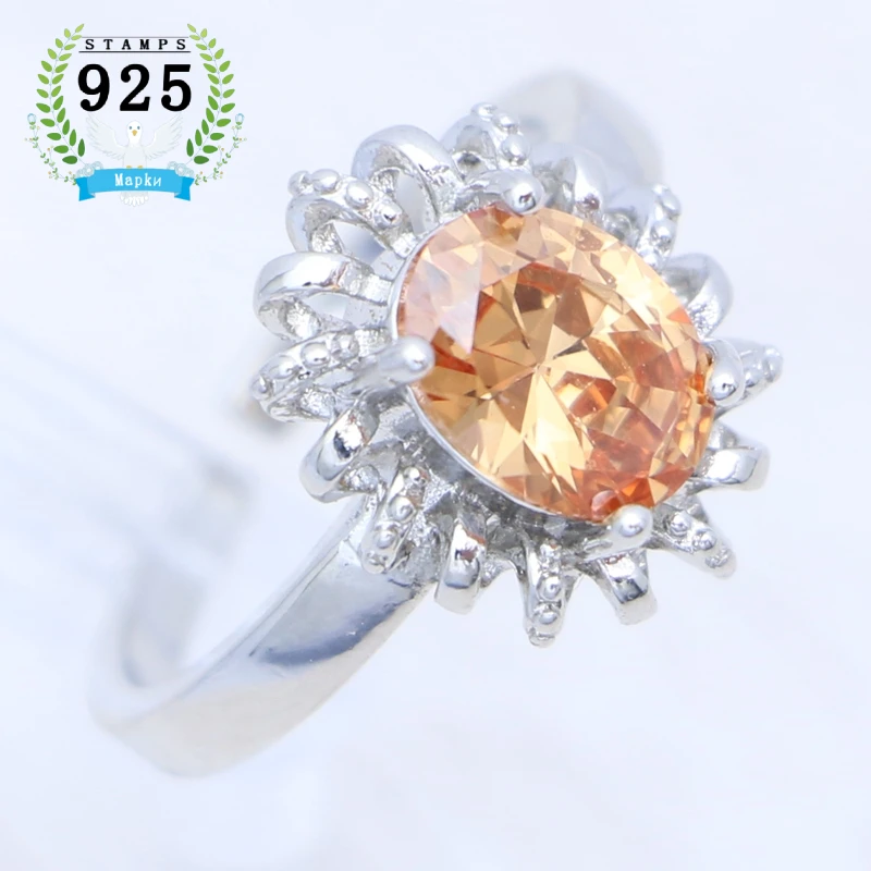 

Champagne Cubic Zirconia 925 Sterling Silver Ring for Woman Adjustable Opening Ring Girl Birthday Gift