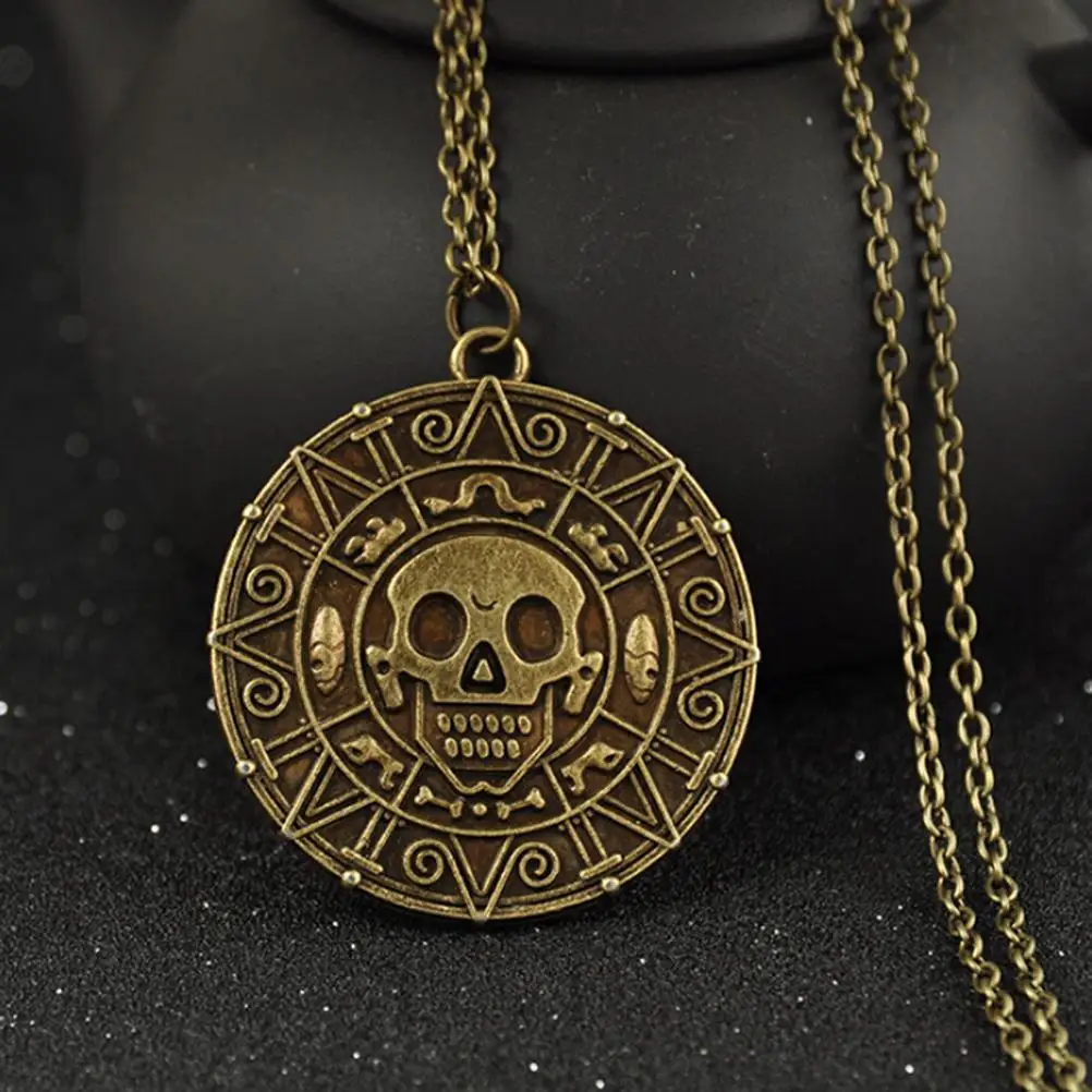 Ожерелье из фильма Пираты Карибского моря винтажная Золотая ацтекская монета