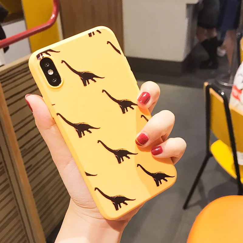 Милый чехол для телефона с мультяшным животным динозавром iPhone 7 Plus 8 6s желтый