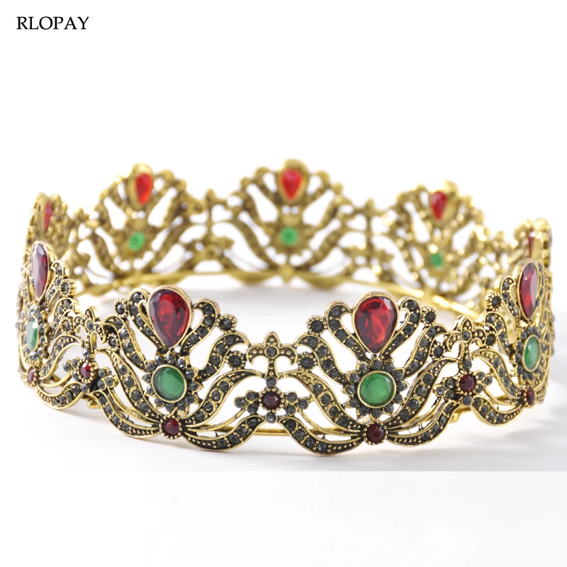 Moroccan Bride Hair Accessories Old Gold Rhinestone Vintage Tiara Wedding Headpieces for Women Crowns | Украшения и аксессуары