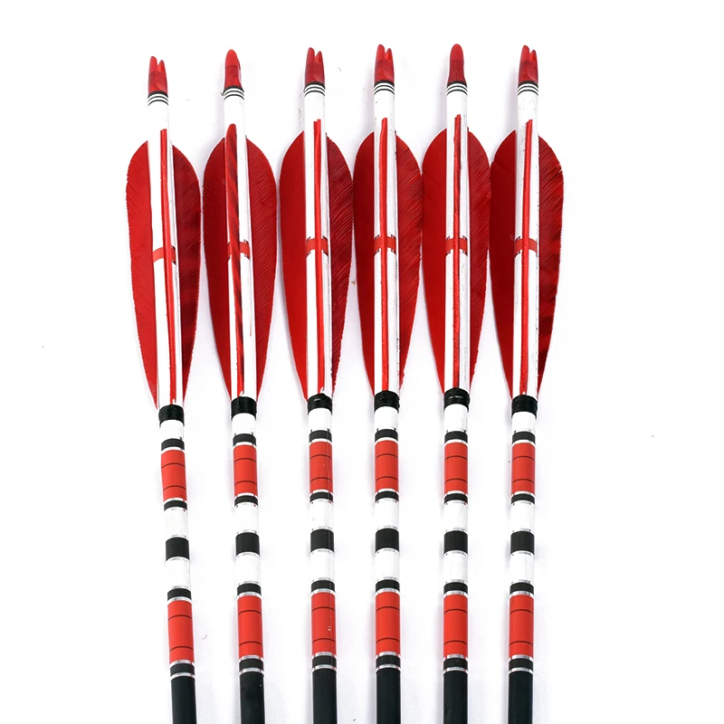 6/12/24 шт. охотничий блочный лук углеродные стрелы болты индейки лопасти для лука