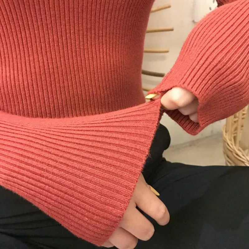 Осенне-зимний базовый свитер вязаная водолазка теплые Повседневные свитера 2021