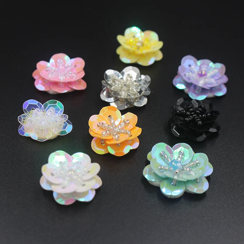 Небольшие пластыри ручной работы с цветами и бусинами для ногтей блестками