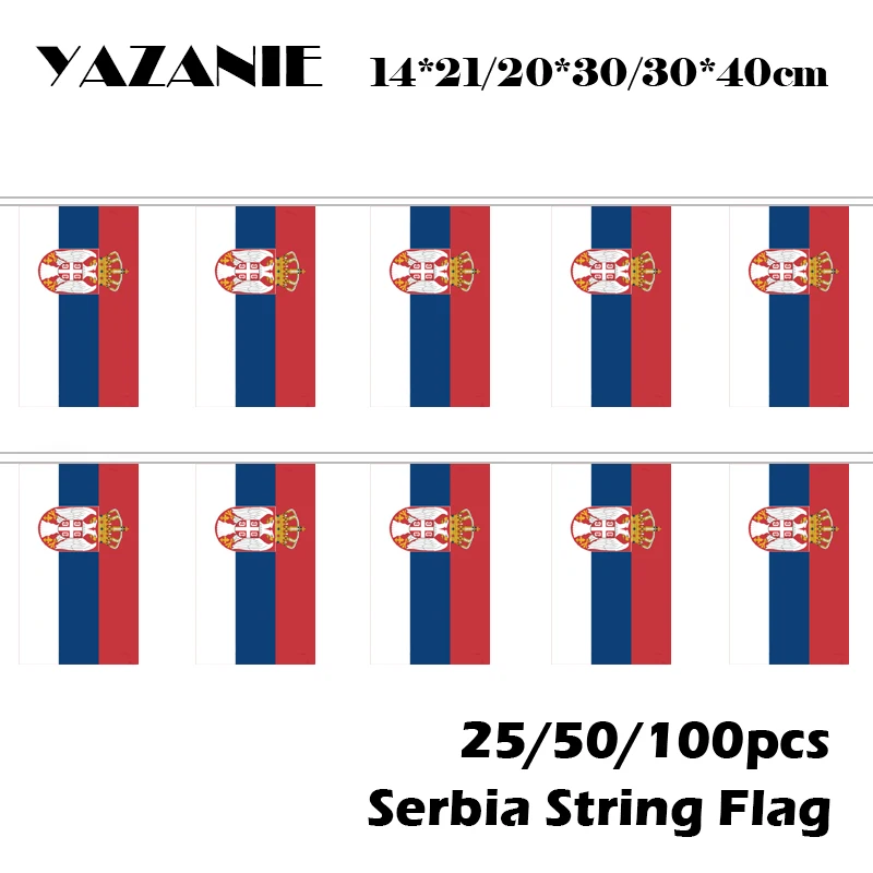YAZANIE 14*21 см 20 шт 5 метров сербийский полиэстеровый флаг мира Республика сербии SRB
