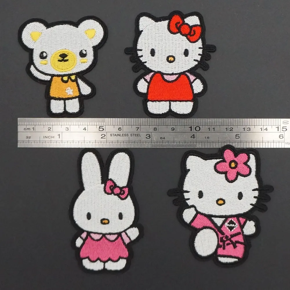 Милая кошка кролик медведь тигр вышитые самоклеющиеся нашивки для одежды