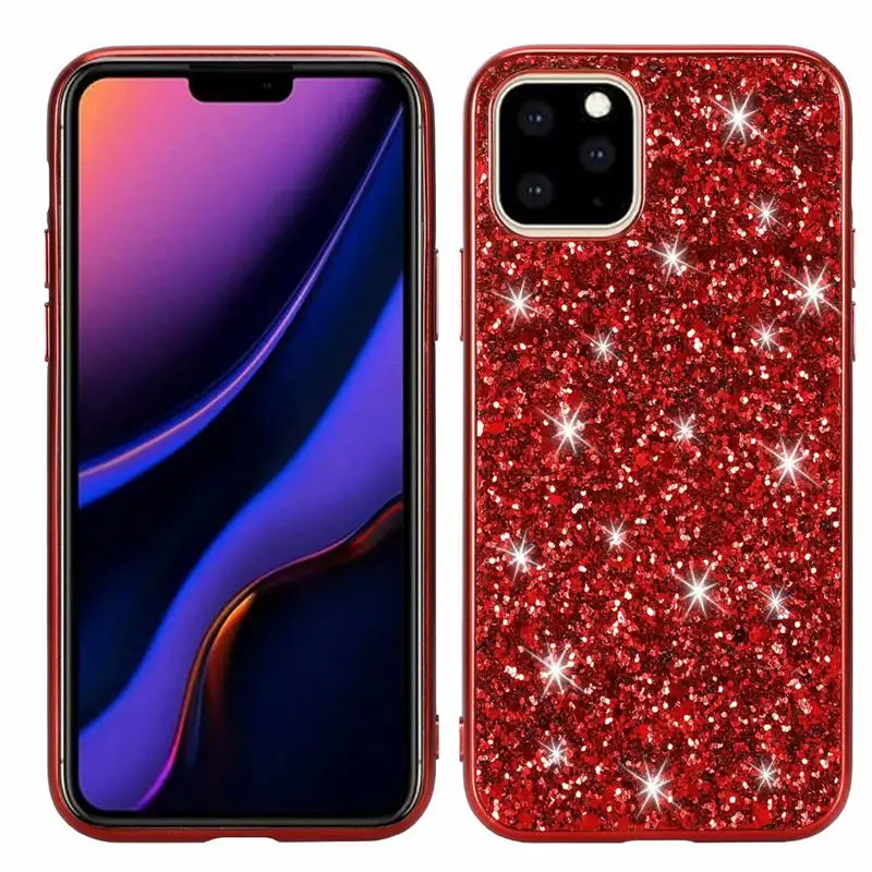 red Чехол для iphone 11 i phone11 pro max Блестящий силиконовый чехол с блестками для iphone 11 с блестящими кристаллами - Цвет: red