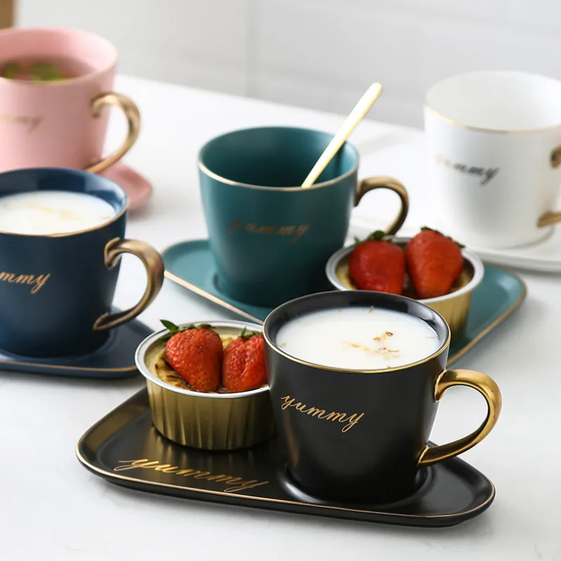 Керамическая кофейная чашка в скандинавском стиле блюдце с ложкой роскошные