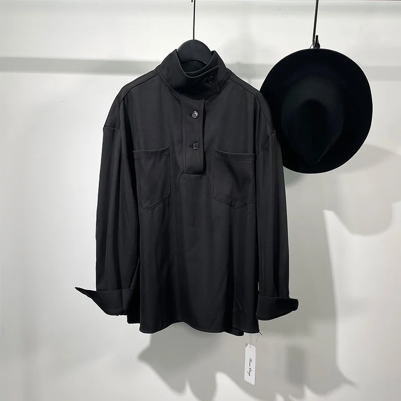 

Мужская рубашка с длинным рукавом seak, черная Повседневная футболка в готическом стиле, топ в стиле хип-хоп, уличная одежда большого размера ...