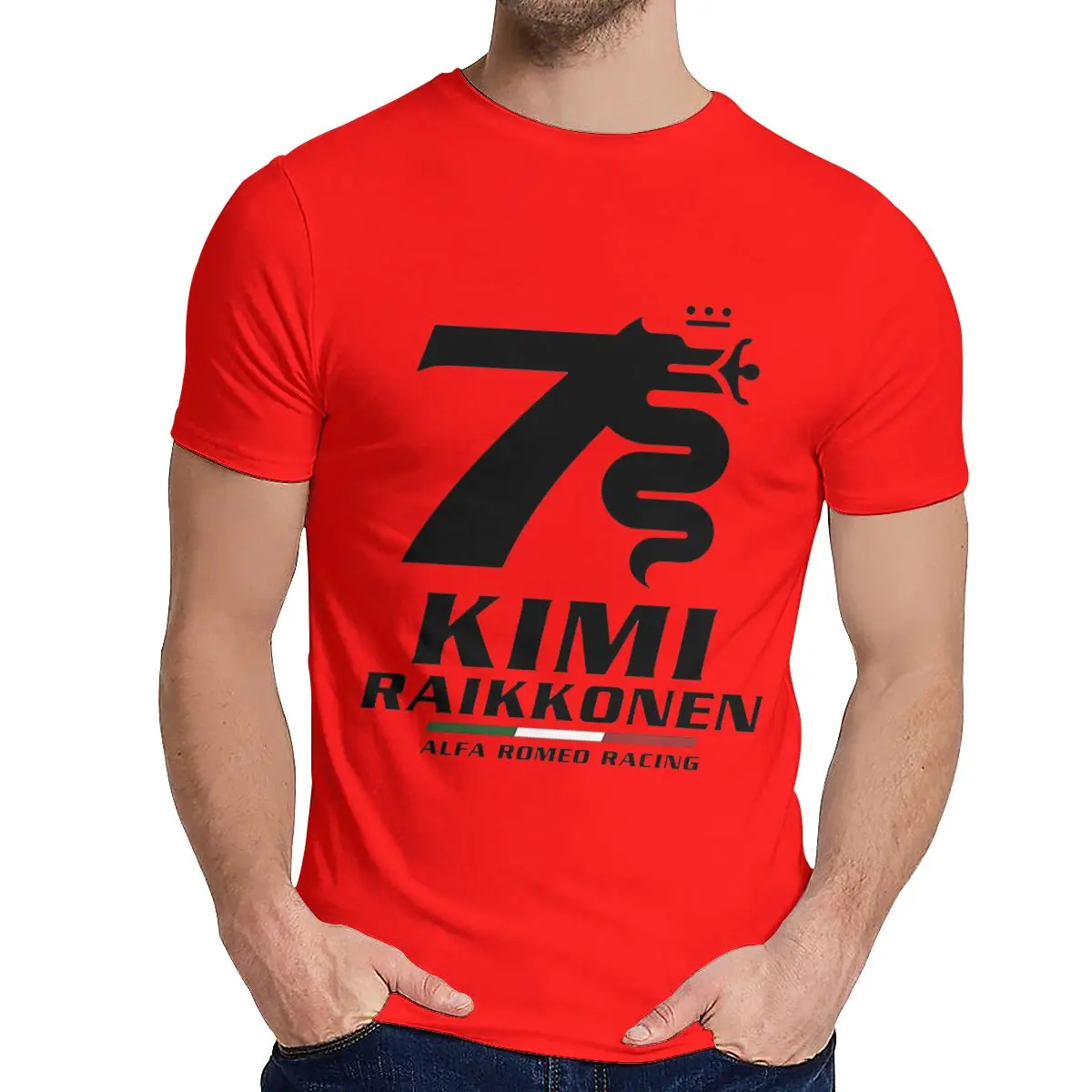 Футболка с круглым вырезом Kimi Raikkonen Alfa Romeo Racing Новая удобная мужская футболка S-6XL - Color: Red